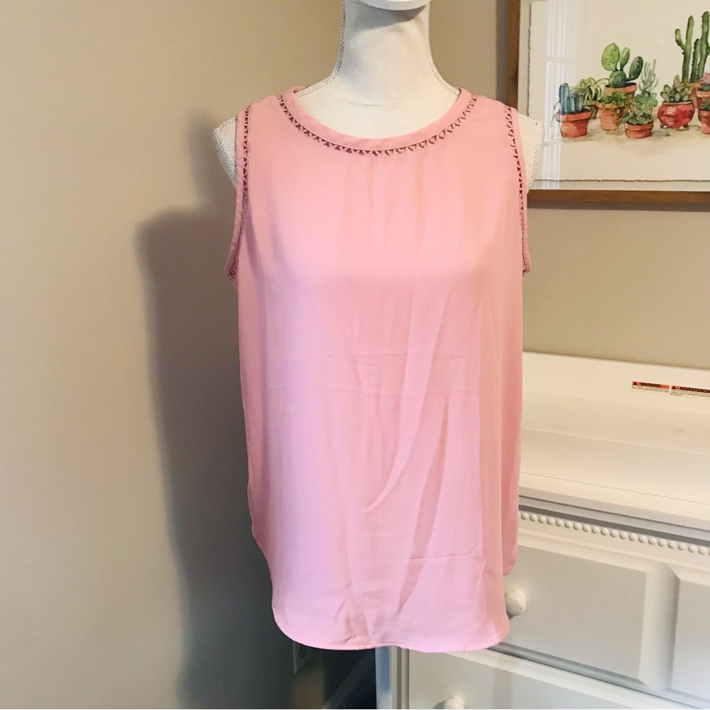 Loft Bright Pink Mixed Media Tank in Size Medium